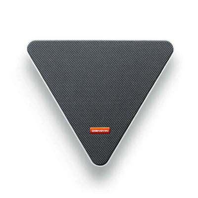 Fashionable Home Wall Mounted Bluetooth Speaker in triangular shape with black mesh surface.
