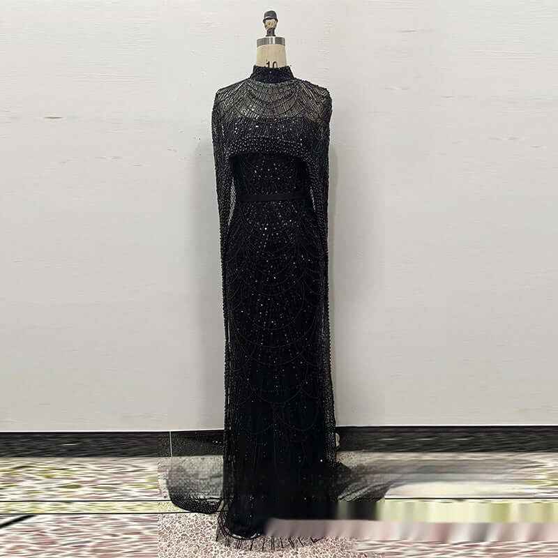 Pearl Embroidery Material Evening Party Dress