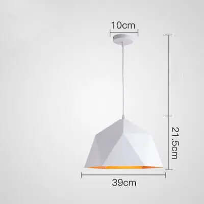 Colorful Geometric Creative Small Hanging Lamps in white, geometric design with dimensions 39cm by 21.5cm.