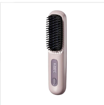 2 In 1 Straight Hair Comb Wireless Hair Straightener Brush Hair Fast Heating Portable Hot Curler USB Charging