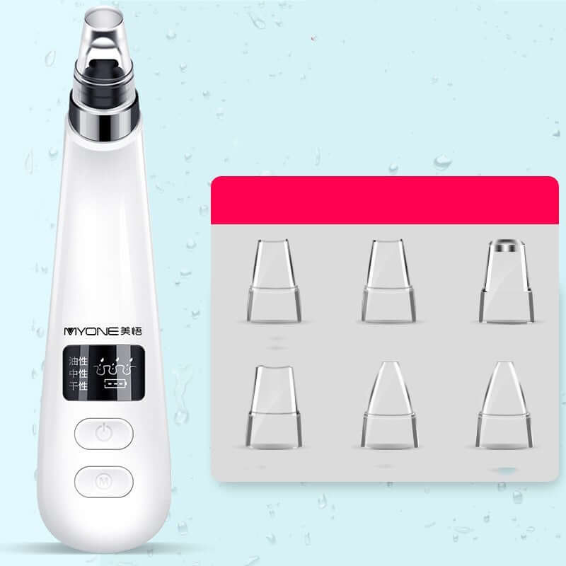Electric blackhead artifact with multiple suction tips and adjustable settings.