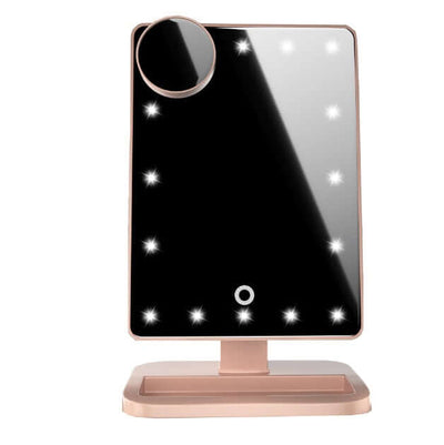 Touch Screen Makeup Mirror With 20 LED Light Bluetooth Music Speaker 10X Magnifying Mirrors Lights in stylish design.