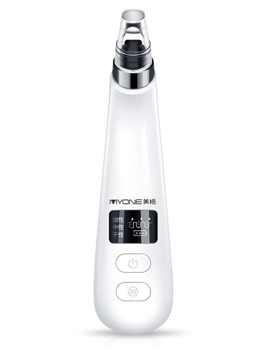 Electric blackhead artifact with digital display and suction tip for facial cleansing.