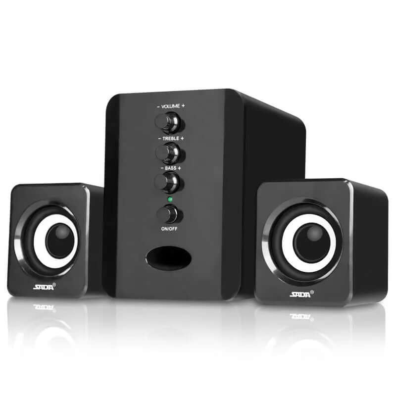 Speakers Computer D-202 Combination Music-Player Subwoofer-Sound-Box Smart-Phones Stereo with black design.