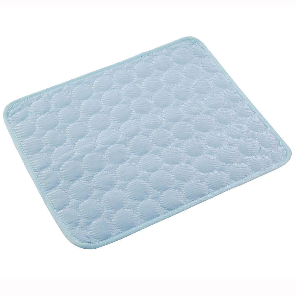 Pet Dog Cat Ice Silk Cold Nest Pad For Cooling In Summer, light blue quilted cooling pad for pets.