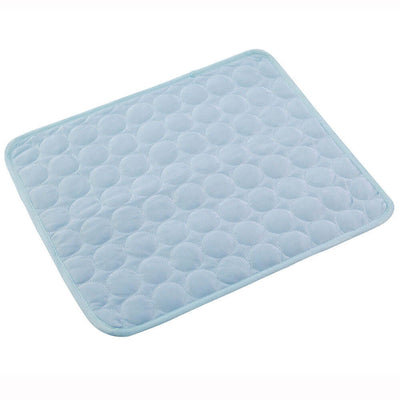 Pet Dog Cat Ice Silk Cold Nest Pad For Cooling In Summer, light blue quilted cooling pad for pets.