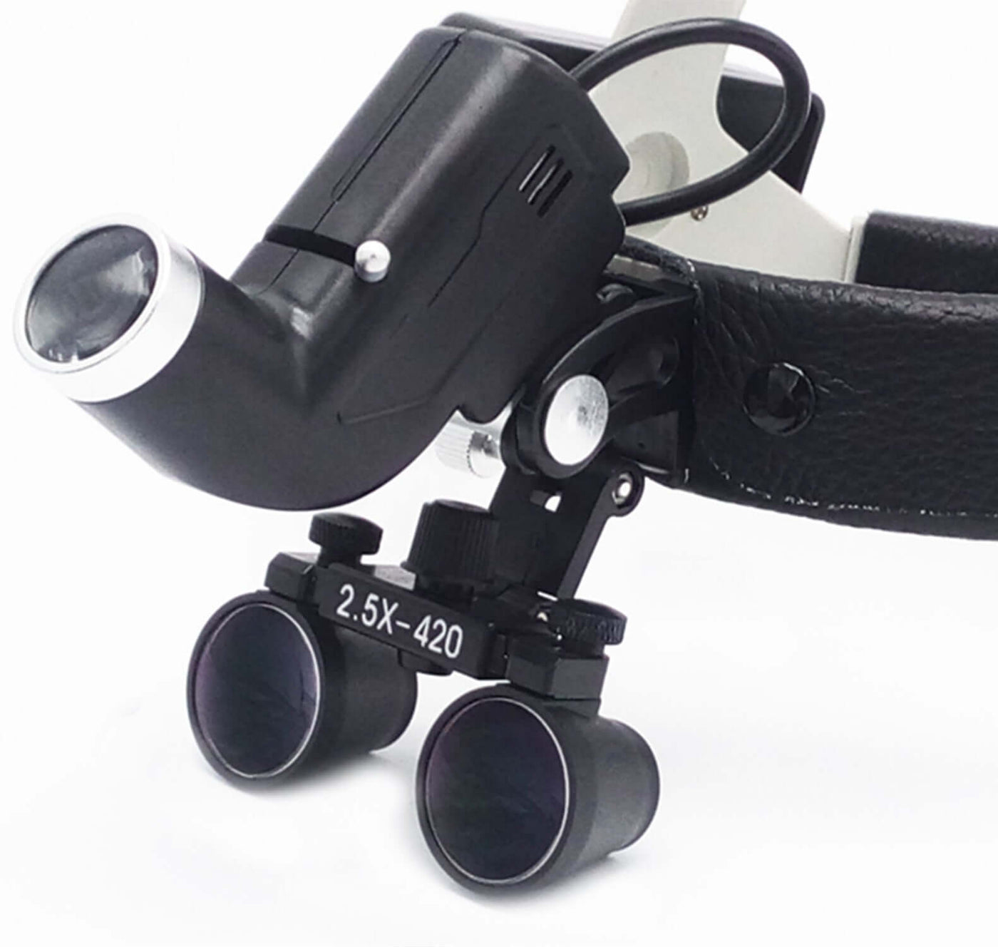 Head-mounted Medical Magnifying Lens LED Spotlight with 2.5x magnification and adjustable light source