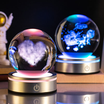 Creative 3D Inner Carving Luminous Crystal Ball Colorful Gradient Small Night Lamp Home Decorations Gifts Selection - Nexa Home