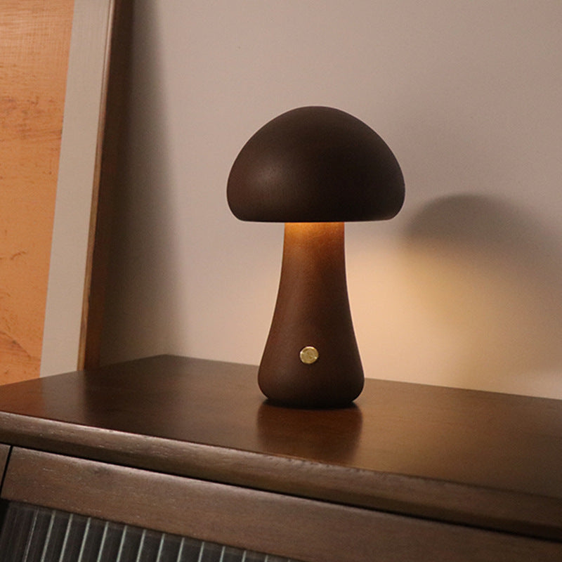 INS Wooden Cute Mushroom LED Night Light With Touch Switch  Bedside Table Lamp For Bedroom Childrens Room Sleeping Night Lamps Home Decor - Nexa Home