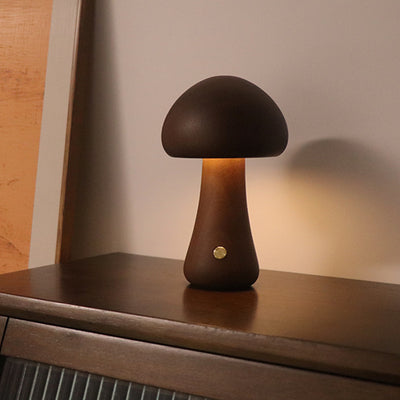 INS Wooden Cute Mushroom LED Night Light With Touch Switch  Bedside Table Lamp For Bedroom Childrens Room Sleeping Night Lamps Home Decor - Nexa Home