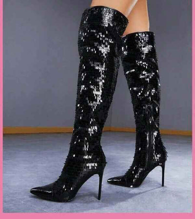 Over-the-knee Boots Women - Fashionable Sequins Style