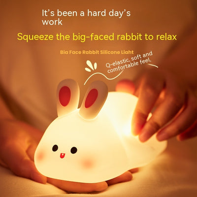 Cute LED Night Light Touch Sensor Cartoon Kid's Nightlights Big Face Rabbit Silicone Night Light Christmas Gift Bedside Lamp Home Decor - Nexa Home