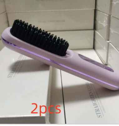 2 In 1 Straight Hair Comb Wireless Hair Straightener Brush Hair Fast Heating Portable Hot Curler USB Charging