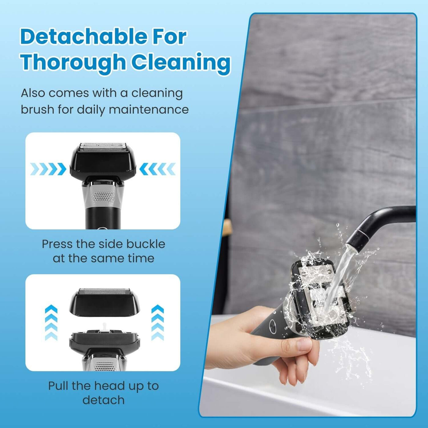 Electric Foil Face Shaver 5-Blade Electric Razor For Men Wet & Dry Jawline Beard Trimmer Precision Sideburn Shavers IPX6 with cleaning features