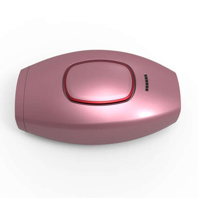 Epilator in pink color with a sleek design, showcasing the top view of the device.