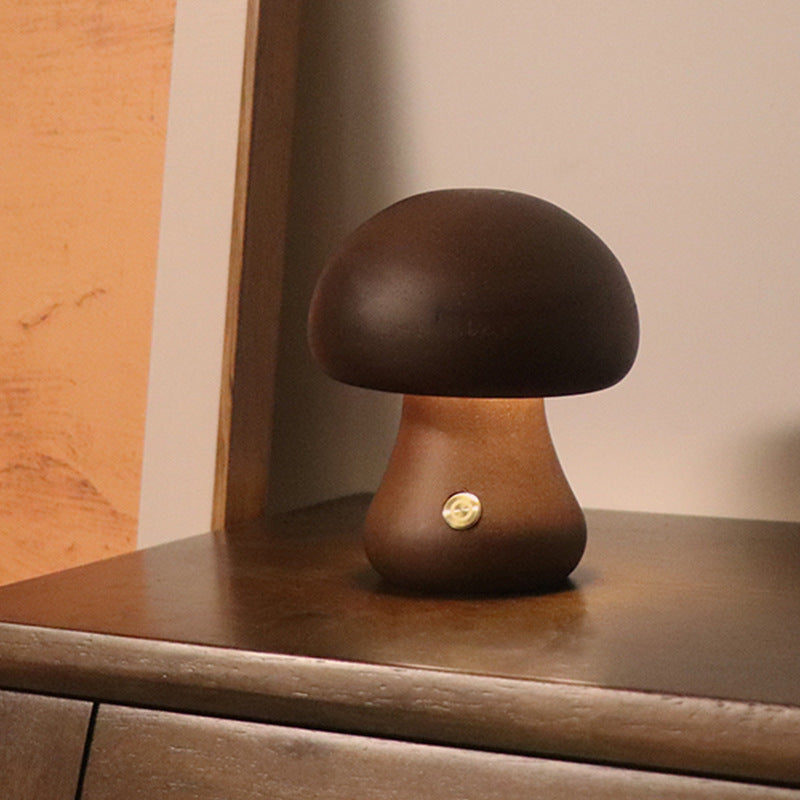 INS Wooden Cute Mushroom LED Night Light With Touch Switch  Bedside Table Lamp For Bedroom Childrens Room Sleeping Night Lamps Home Decor - Nexa Home