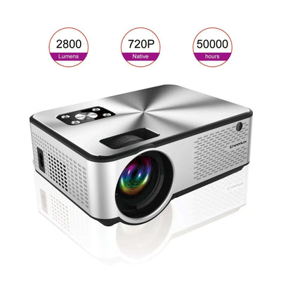 HD Home Multi-function Projector 1080P Home with 2800 lumens, 720P native resolution, and 50000 hours of lamp life.