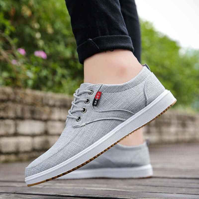 Men's Lace-up Canvas Shoes Casual Men Breathable Walking Flats Shoes