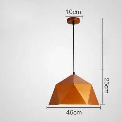 Colorful Geometric Creative Small Hanging Lamps in orange geometric design with dimensions 46cm x 25cm.