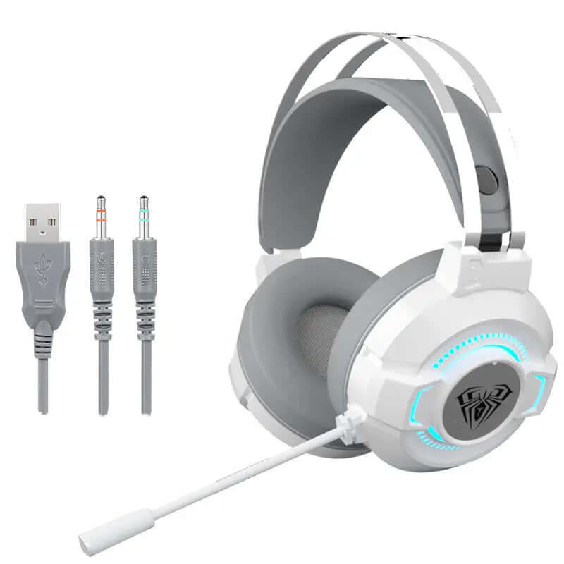 Noise-canceling headphones for gaming games, S602 model, featuring a microphone and colorful breathing light.