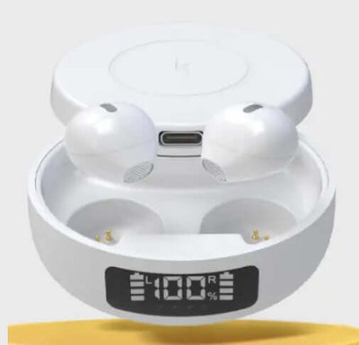 Earbuds wireless bluetooth headset in charging case with battery level display
