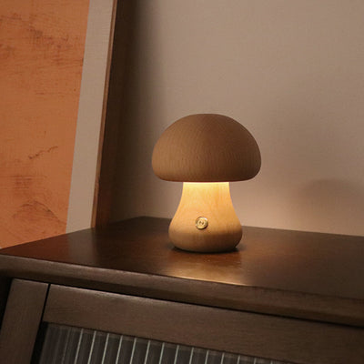 INS Wooden Cute Mushroom LED Night Light With Touch Switch  Bedside Table Lamp For Bedroom Childrens Room Sleeping Night Lamps Home Decor - Nexa Home