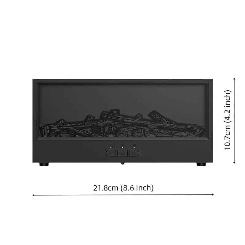 Creative Simulation 3D Retro Fireplace Flame Diffuser Desktop Home Remote Control Simulation Charcoal Fireplace Humidifier