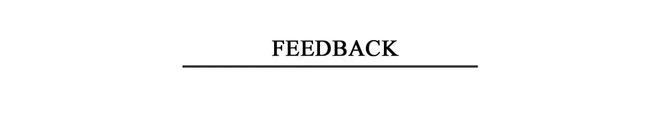Text image displaying the word 'FEEDBACK' in bold, inviting user comments and reviews.