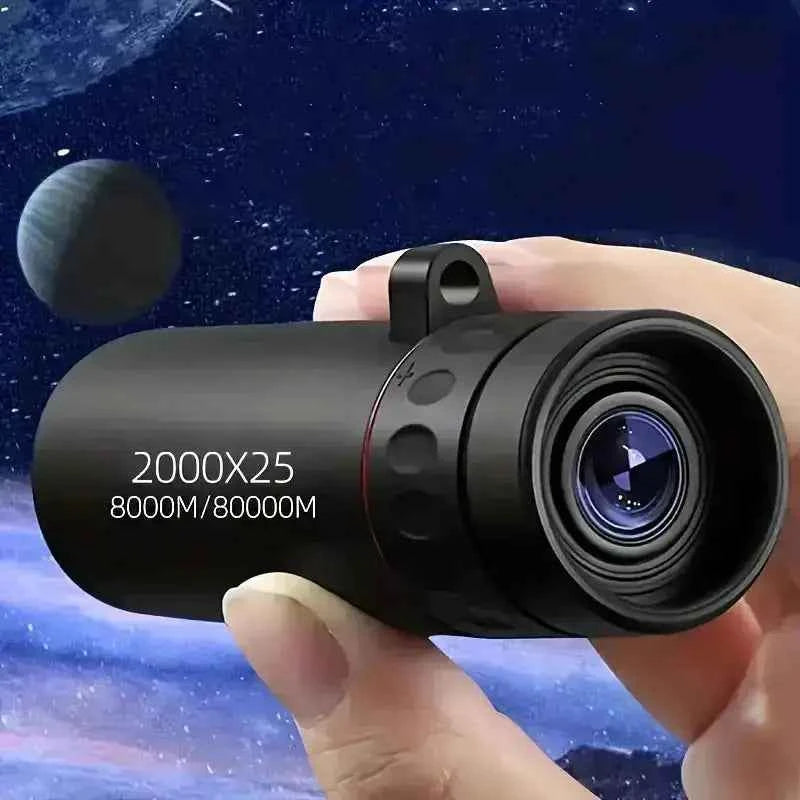 Outdoor 2000x25 HD Monocular Telescope Mini Portable Mobile Phone Telescope with Holder Camping Hunting Birdwatching Telescopes