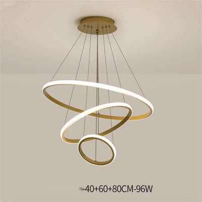 Living Room Chandelier Dining Room Lamp Intelligent Simple Household Chandelier with modern design and multiple rings.