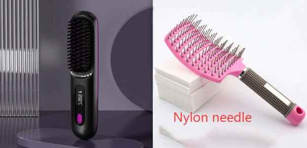 2 In 1 Straight Hair Comb Wireless Hair Straightener Brush Hair Fast Heating Portable Hot Curler USB Charging