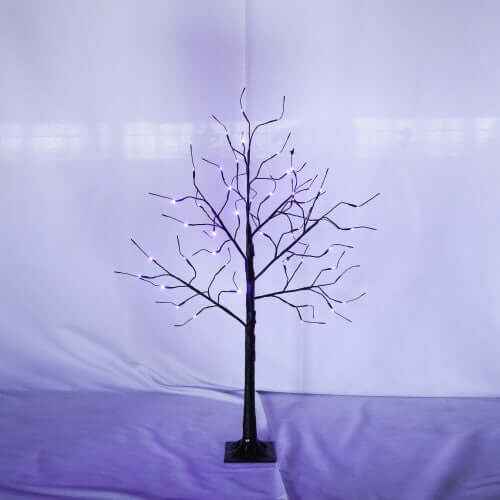 3 Pack Halloween Spooky Tree With Purple Lights, 4FT 5FT And 6FT, Lighted Black Tree For Halloween Decoration