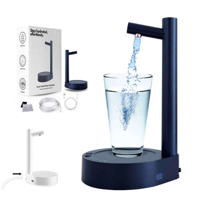 Desk Dispenser Electric Water Gallon Automatic Water Bottle Dispenser Rechargeable Water Dispenser with stylish design and water glass.