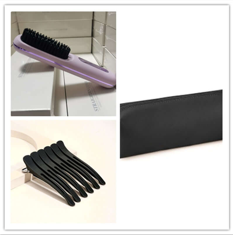 2 In 1 Straight Hair Comb Wireless Hair Straightener Brush Hair Fast Heating Portable Hot Curler USB Charging in a stylish product display.