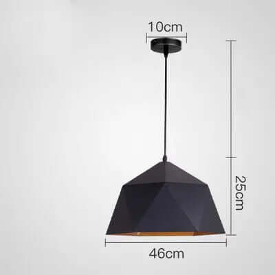 Colorful Geometric Creative Small Hanging Lamps in black with dimensions 46cm x 25cm.