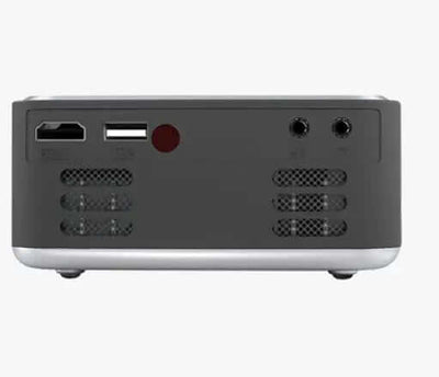 Mini Projector Led Home Theater Video Beamer Black rear view showing ports and speaker vents.