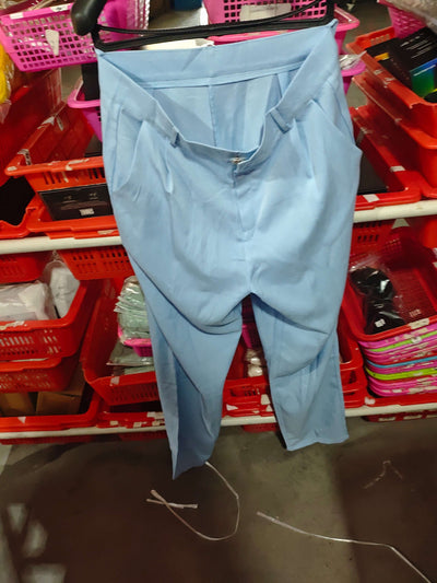 New All-matching Casual Suit Lapel Button-down Jacket And Slim-fit Trousers For Women's Office Business Set Clothing in blue.