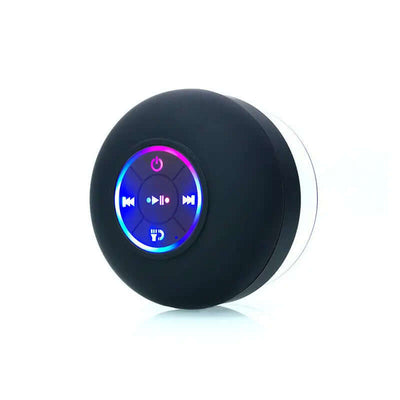 Big Suction Cup Waterproof Bluetooth Speaker LED Light Emitting with color-changing controls.