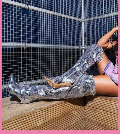 Over-the-knee Boots Women - Fashionable Sequins Style