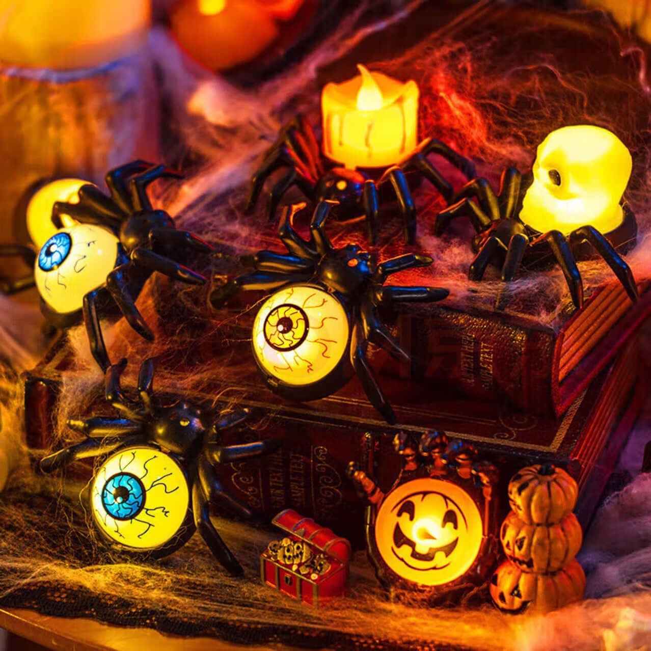 Halloween Decoration Spider Night Lights Party Supplies Decoration Props Bar, Haunted House, Horror Party Accessories