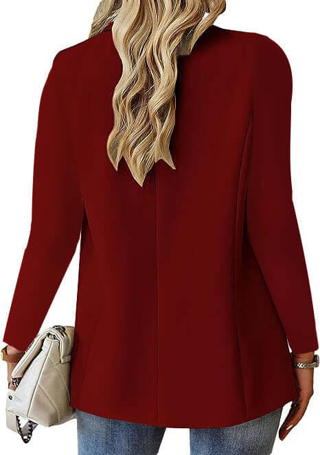 Women's Casual Suit Jacket Fashion Commuter Casual Suit in stylish red color, featuring a relaxed fit and regular sleeves.