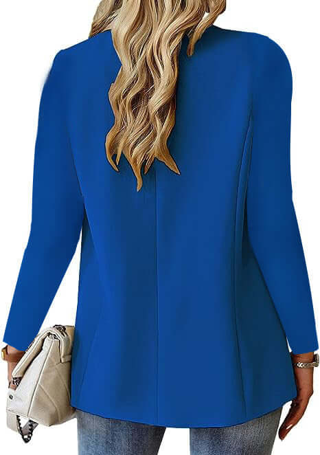 Women's Casual Suit Jacket Fashion Commuter Casual Suit - Stylish blue jacket back view with regular sleeves and comfortable fit.