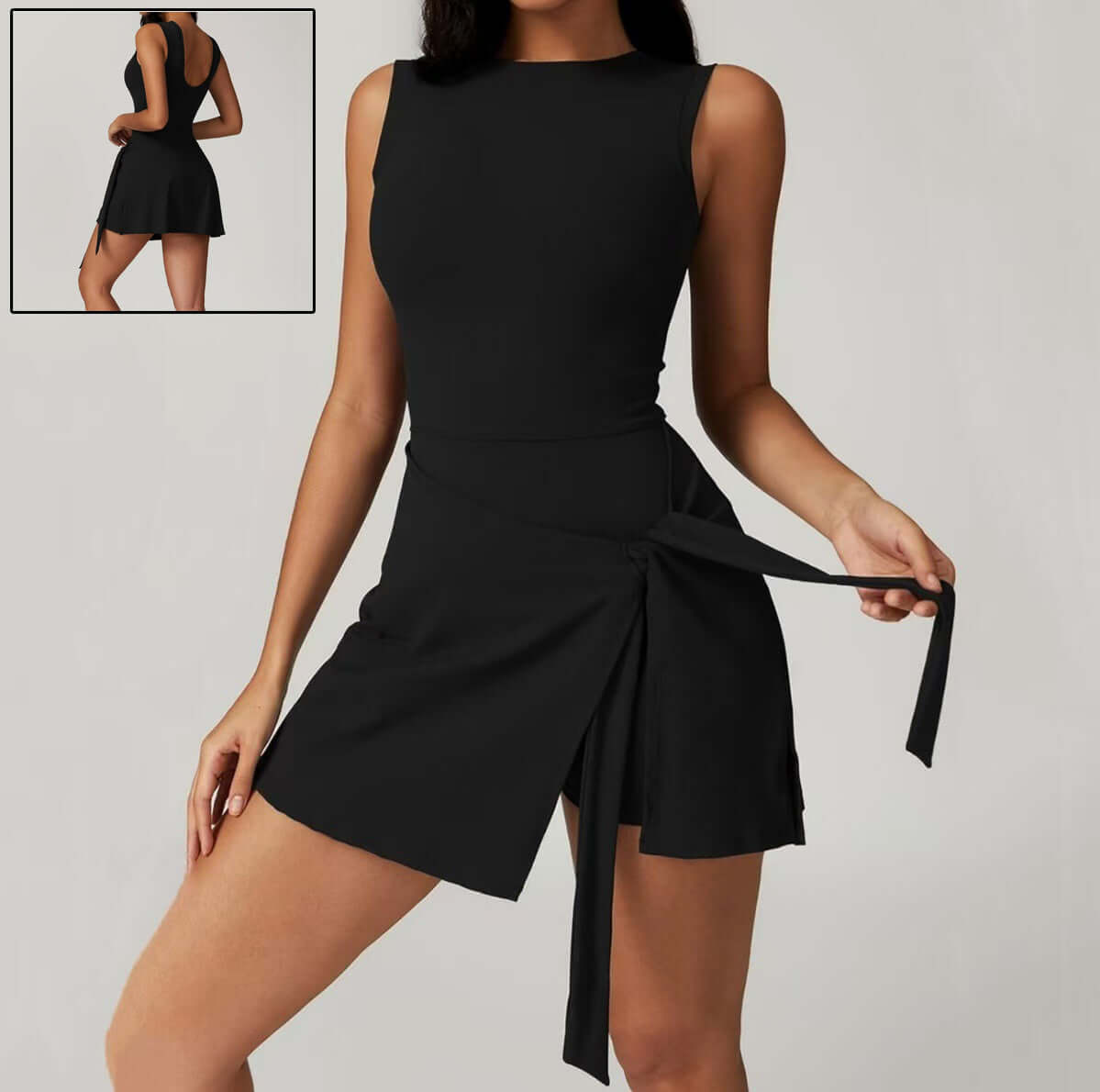 Women Yoga Sexy Sleeveless Sports Romper in premium black fabric, showcasing stylish design and comfortable fit.