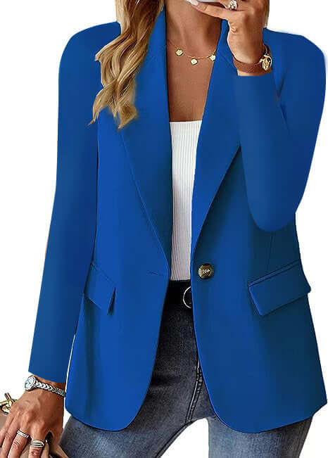 Women's Casual Suit Jacket Fashion Commuter Casual Suit in vibrant blue color, stylish and comfortable design.