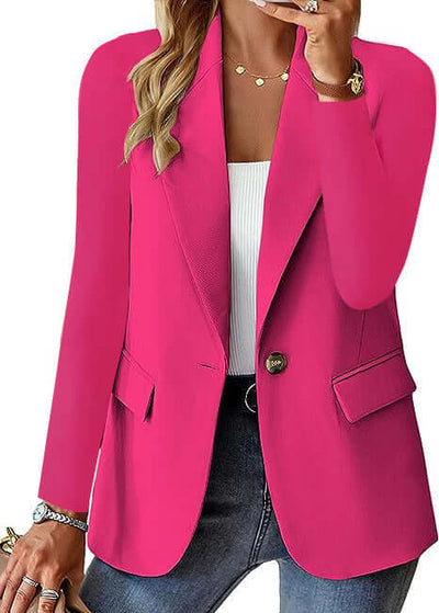 Women's Casual Suit Jacket Fashion Commuter Casual Suit in vibrant pink, featuring a tailored fit and stylish design.